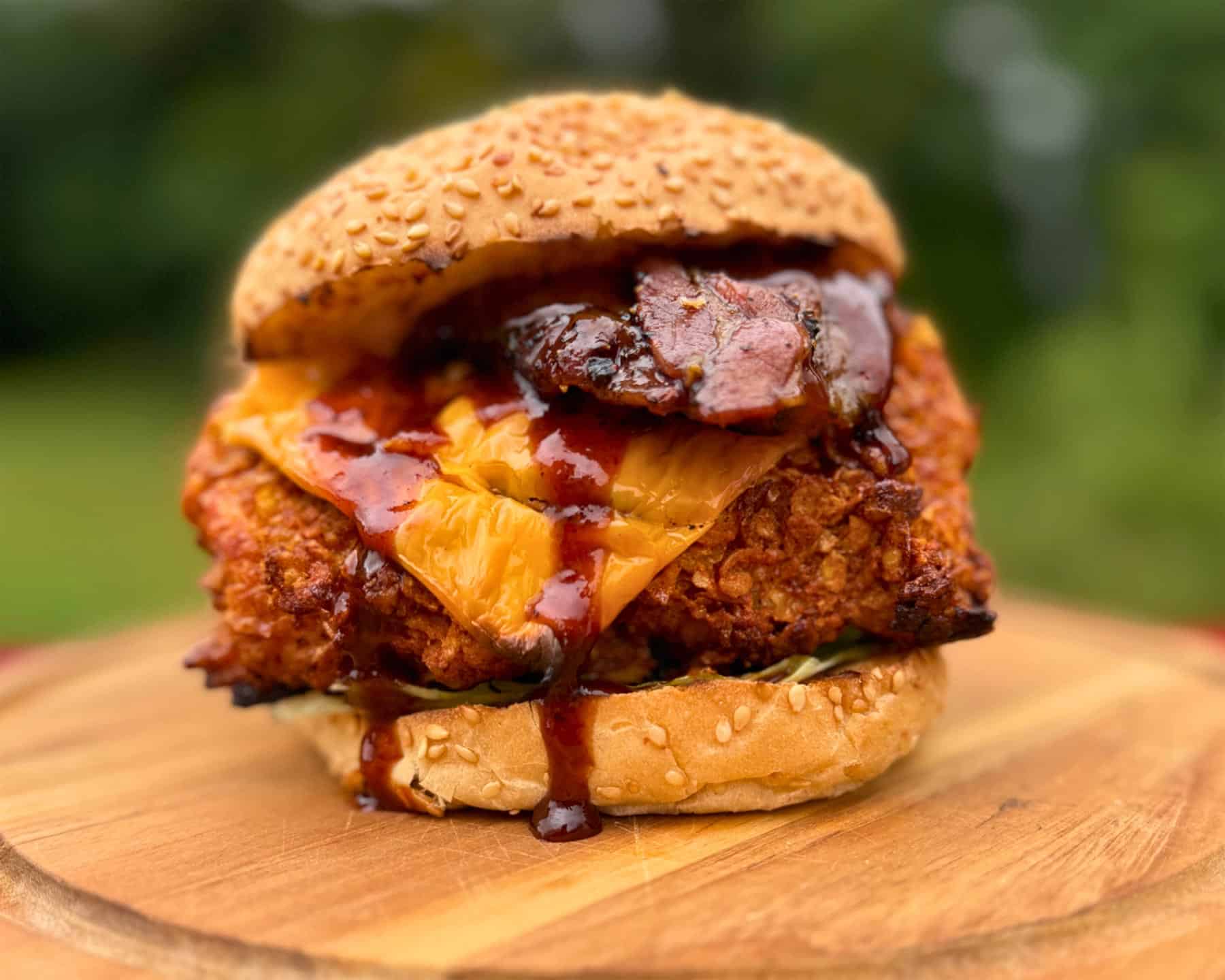 Cornflake Chicken and Candied Bacon Burger